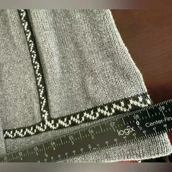 Coldwater Creek Women’s M Gray Cardigan Sweater Fair Isle 3/4 Bell Sleeve Button - Picture 7 of 10